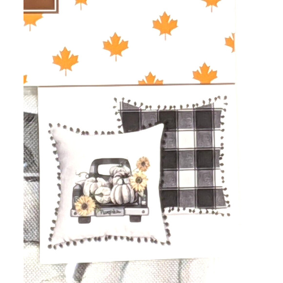 Pillow Cover Pumpkins Sunflowers in Truck Bed 18" square NEW - Picture 2 of 3